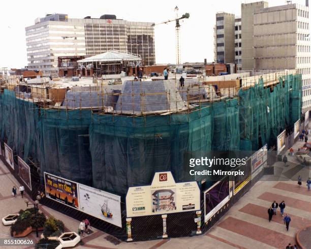 Under construction, Capitol Exchange Centre, an indoor shopping centre in the city of Cardiff, Wales, 24th October 1989.