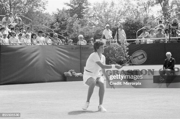 Edgbaston Cup at the Edgbaston Priory Club in Birmingham, England, 11th to 17th June 1984. Our picture shows, Pam Shriver in action, Women's Singles...