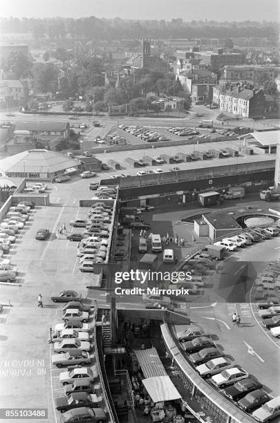 City Arcade rooftop car park and market roof, Coventry, 30th August 1985.