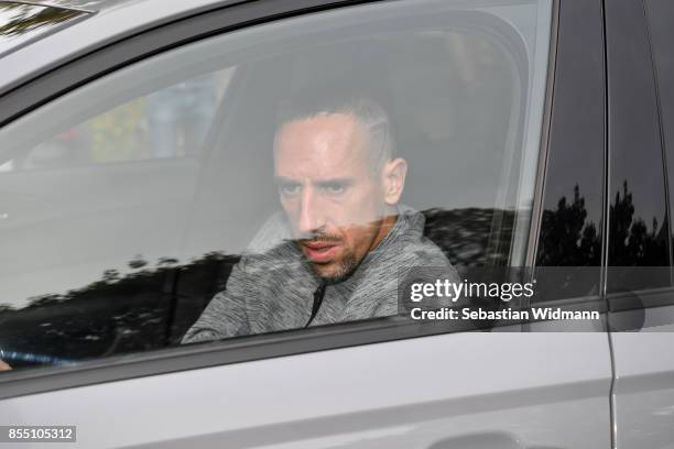 Franck Ribery arrives at the Saebener Strasse training ground on September 28, 2017 in Munich, Germany. FC Bayern Muenchen has sacked head coach...