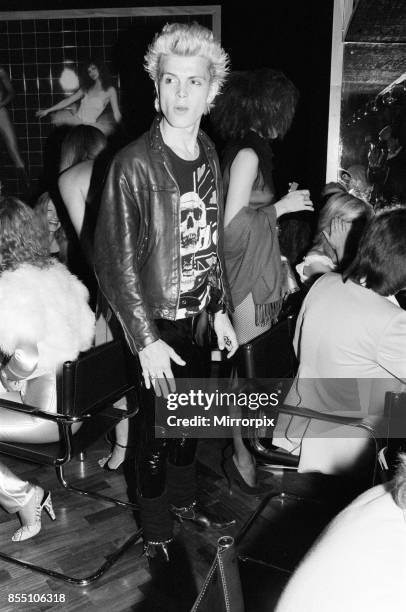 Billy Idol at the new nightclub Stringfellows in Covent Garden, London, 1st August 1980.