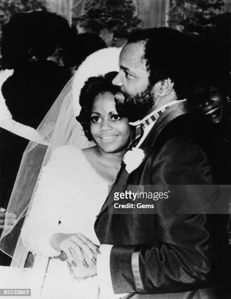 Photo of Hazel GORDY and Berry GORDY; Motown boss Berry Gordy with his daughter Hazel at her wedding to Jermaine Jackson