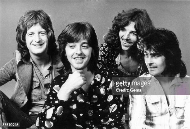 Photo of BADFINGER; L-R Pete Ham, Joey Molland, Mike Gibbons, Tommy Evans