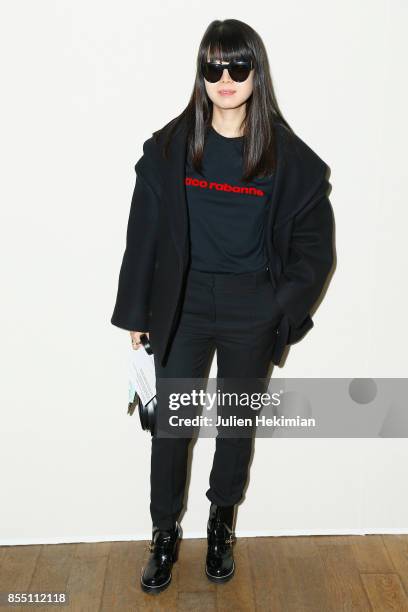 Leaf Greener attends the Paco Rabanne show as part of the Spring Summer 2018 Womenswear Show at Grand Palais on September 28, 2017 in Paris, France.