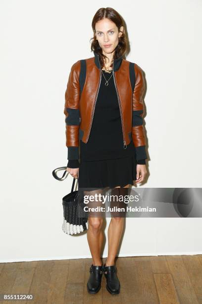 Aymeline Valade attends the Paco Rabanne show as part of the Spring Summer 2018 Womenswear Show at Grand Palais on September 28, 2017 in Paris,...