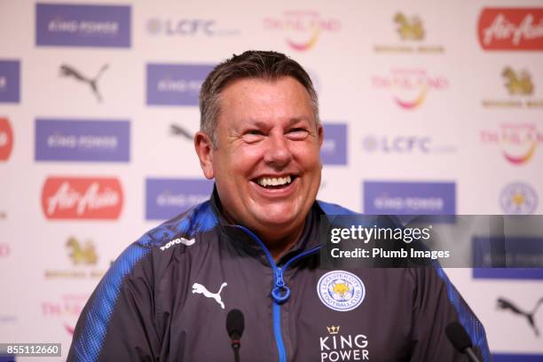 Craig Shakespeare during the Leicester City press conference at Belvoir Drive Training Complex on September 28 , 2017 in Leicester, United Kingdom.