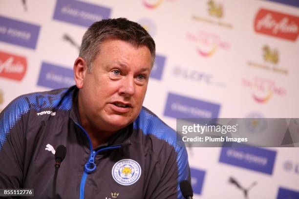 Craig Shakespeare during the Leicester City press conference at Belvoir Drive Training Complex on September 28 , 2017 in Leicester, United Kingdom.