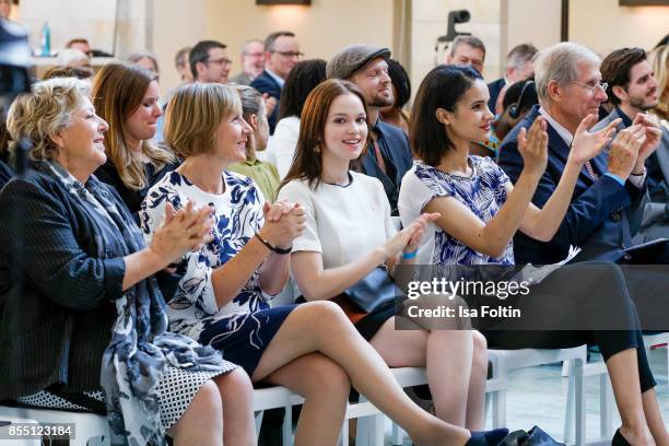 German actress Marie-Luise Marjan, Maike Roettger, CEO Plan International Germany, German actress Emilia Schuele, German news anchor Charlotte...