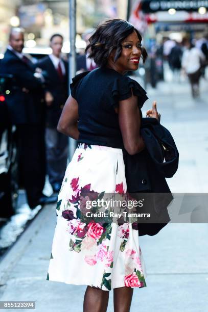 Actress Viola Davis enters the "Good Morning America" taping at the ABC Times Square Studios on September 28, 2017 in New York City.