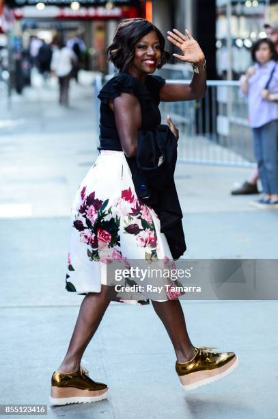Actress Viola Davis enters the "Good Morning America" taping at the ABC Times Square Studios on September 28, 2017 in New York City.