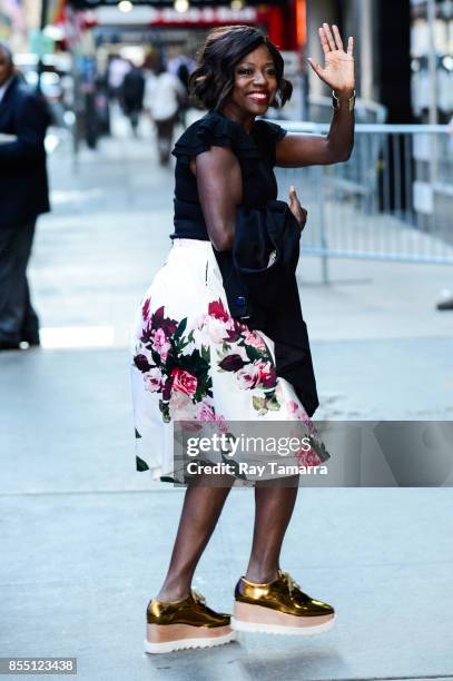 Actress Viola Davis enters the "Good Morning America" taping at the ABC Times Square Studios on September 28, 2017 in New York City.