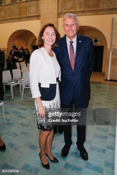German politician Katarina Barley andGerman news anchor Ulrich Wickert during the Ulrich Wickert Award For Children's Rights at Stadtbad Oderberger...