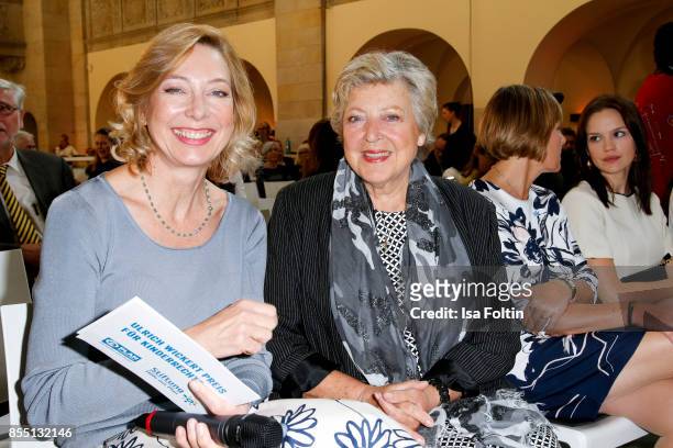 German presenter Kerstin Straub and German actress Marie-Luise Marjan during the Ulrich Wickert Award For Children's Rights at Stadtbad Oderberger on...