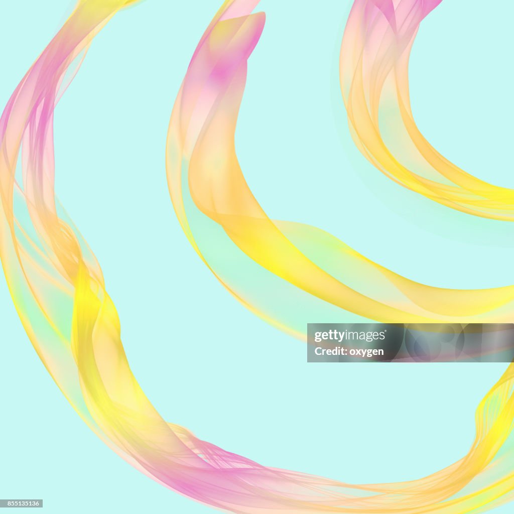 The magical form of abstract pink-yellow smoke on blue background