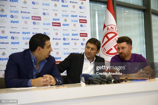 Former Brazilian player and head coach Leonardo Nascimento de Araujo signs for Antalyaspor with the attendance of President of Antalyaspor Ali Safak...