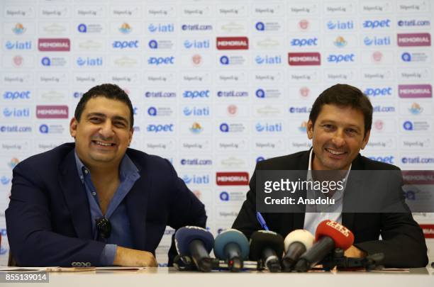 Former Brazilian player and head coach Leonardo Nascimento de Araujo signs for Antalyaspor with the attendance of President of Antalyaspor Ali Safak...