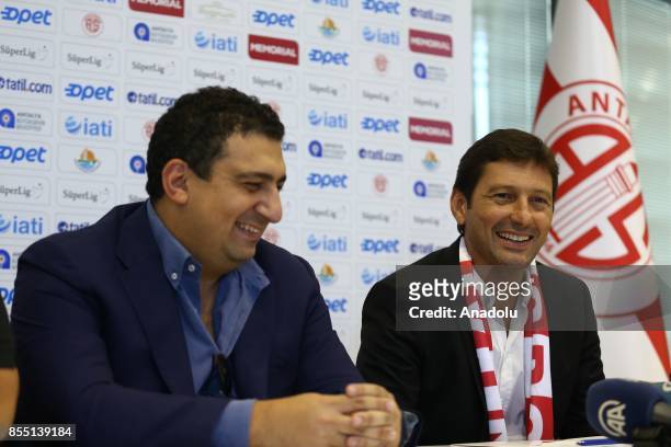 Former Brazilian player and head coach Leonardo Nascimento de Araujo signs for Antalyaspor with the attendance of President of Antalyaspor Ali Safak...