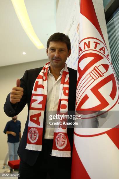 Former Brazilian player and head coach Leonardo Nascimento de Araujo poses for a photo after signing for Antalyaspor at the Atilla Vehbi Konuk Sport...