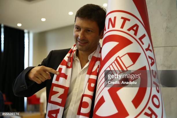 Former Brazilian player and head coach Leonardo Nascimento de Araujo poses for a photo after signing for Antalyaspor at the Atilla Vehbi Konuk Sport...