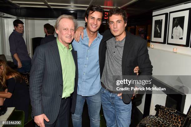 Patrick McMullan, Renato Freitas and Fabian Basabe attend Cocktails with Fabian Basabe at Omar's on September 13, 2017 in New York City.