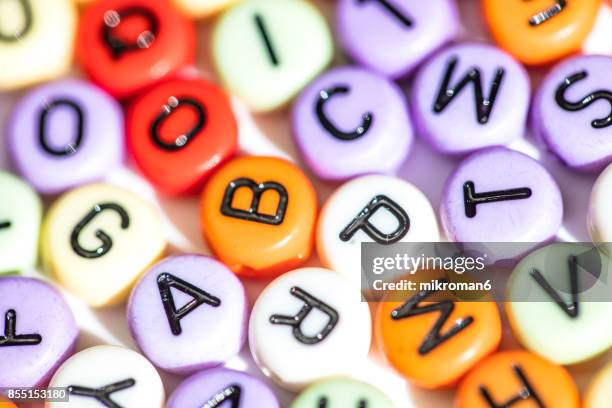 colorful letters of the alphabet. the british alphabet letters - 3 d letters stock-fotos und bilder