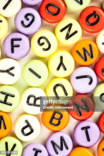 colorful letters of the alphabet. the british alphabet letters - 3 d letters stock-fotos und bilder