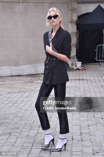 Elsa Hosk is seen arriving at Balmain fashion show during the Paris Fashion Week Womenswear Spring/Summer 2018 on September 28, 2017 in Paris, France.