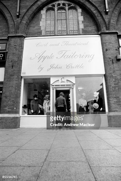 Photo of BEATLES; Exterior of The Beatles' Apple boutique at 161 King's Road, London. The sign reads 'Civil and Theatrical Apple Tailoring by John...
