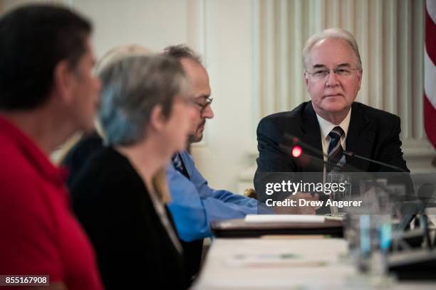 Heath and Human Services Secretary Tom Price attends a listening session regarding the opioid crisis hosted by First Lady Melanie Trump in the State...