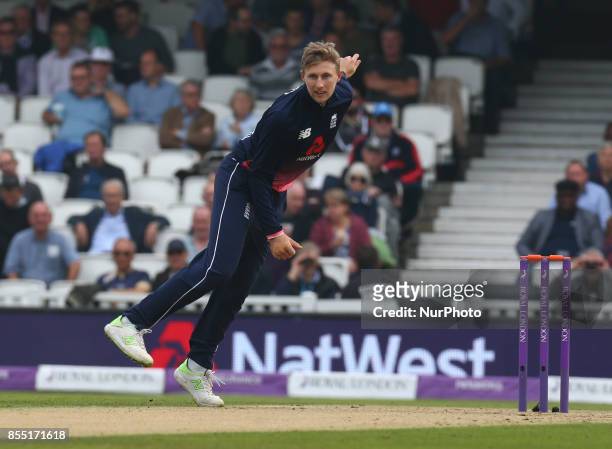 England's Joe Root during 4th Royal London One Day International Series match between England and West Indies at The Kia Oval, London on 27 Sept ,...