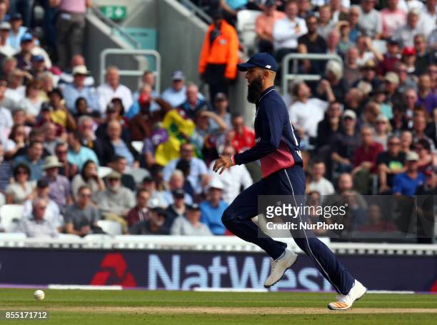 England's Moeen Ali during 4th Royal London One Day International Series match between England and West Indies at The Kia Oval, London on 27 Sept ,...