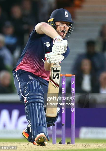 England's Eoin Morgan during 4th Royal London One Day International Series match between England and West Indies at The Kia Oval, London on 27 Sept ,...
