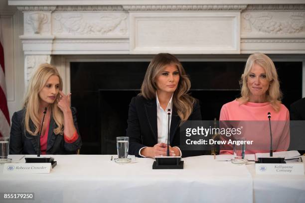 Rebecca Crowder, executive director of Lily's Place in West Virginia, First Lady Melania Trump and Counselor to the President Kellyanne Conway attend...