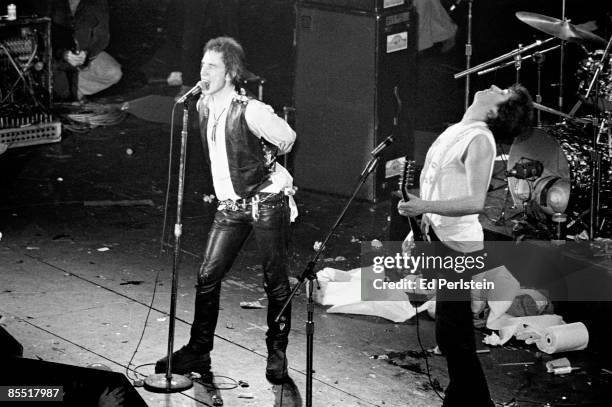 Photo of SEX PISTOLS and Johnny ROTTEN and Steve JONES, Johnny Rotten and Steve Jones, performing live onstage at Sex Pistols final gig