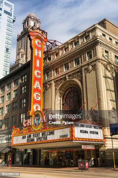 centro de teatro de chicago illinois, usa - teatro chicago fotografías e imágenes de stock