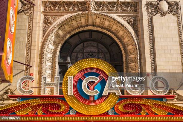 centro de teatro de chicago illinois, usa - teatro chicago fotografías e imágenes de stock