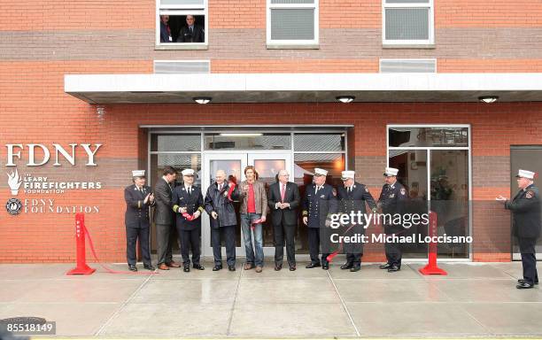 Fire Commissioner Nicholas Scoppetta , actor and President of The Leary Firefighters Foundation, Denis Leary, FDNY Chaplain Rabbi Joseph Potasnik ,...
