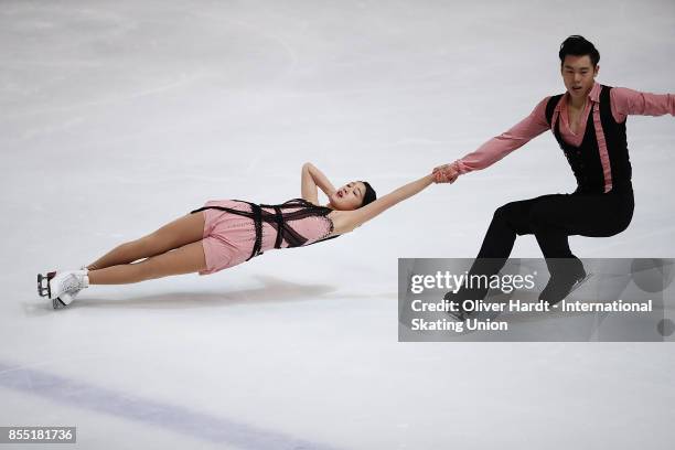 Yumeng Gao and Zhong Xie of China performs in the Junior Pairs Short Program during day two of the ISU Junior Grand Prix of Figure Skating at Dom...