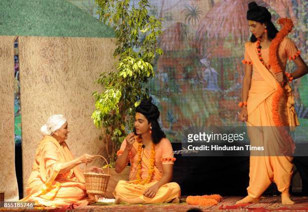 Artists perform the Ramlila, narrating the life of Hindu God Rama on stage, organised by Royal Youth Club at Jourian Bhattian on late night,...