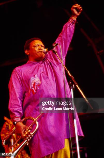 Photo of Hugh MASEKELA; Hugh Masekela performig on stage