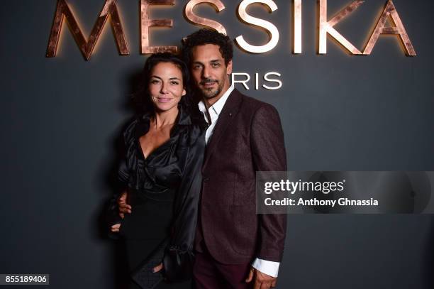 Tomer Sisley and Sandra Zeitoun attend Messika cocktail as part of the Paris Fashion Week Womenswear Spring/Summer 2018 on September 27, 2017 in...