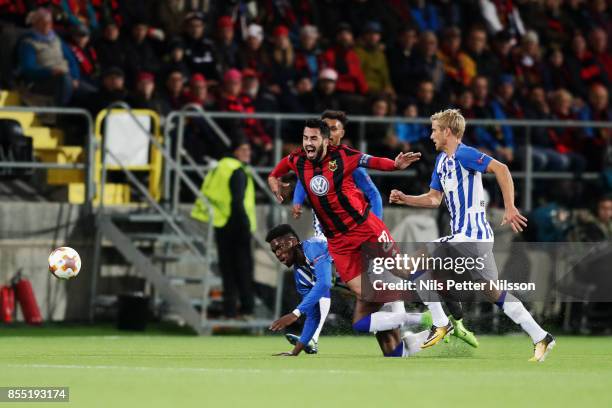 Brwa Nouri of Ostersunds FK during the UEFA Europa League group J match between Ostersunds FK and Hertha BSC at Jamtkraft Arena on September 28, 2017...