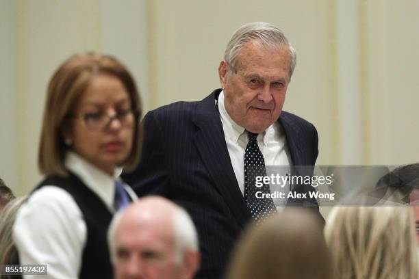 Former U.S. Secretary of Defense Donald Rumsfeld attends an event hosted by The Fund for American Studies September 28, 2017 at Trump International...