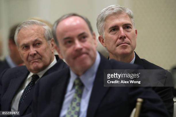Supreme Court Justice Neal Gorsuch , Clint Bolick , associate justice of the Arizona Supreme Court, and former Secretary of Defense Donald Rumsfeld...