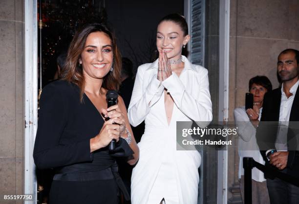 In this handout provided by Messika, Valerie Messika and Gigi Hadid attend the Messika cocktail as part of the Paris Fashion Week Womenswear...