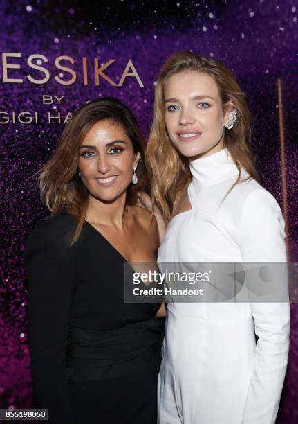 In this handout provided by Messika, Natalia Vodianova and Valerie Messika attend the Messika cocktail as part of the Paris Fashion Week Womenswear...