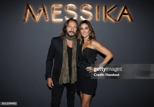 In this handout provided by Messika, Bob Sinclar, Valerie Messika attend the Messika cocktail as part of the Paris Fashion Week Womenswear...