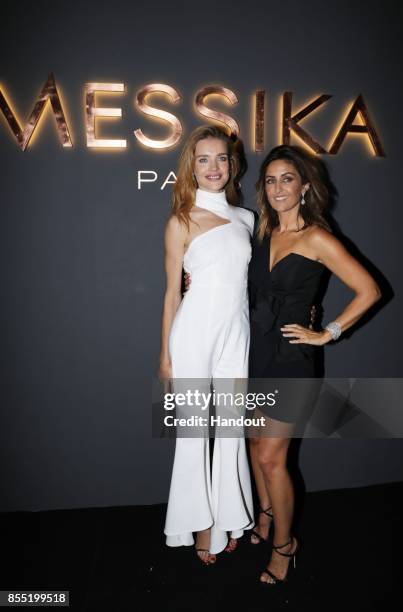 In this handout provided by Messika, Natalia Vodianova and Valerie Messika attend the Messika cocktail as part of the Paris Fashion Week Womenswear...