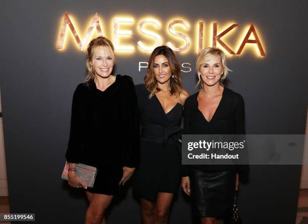 In this handout provided by Messika, Estelle Lefebure, Valerie Messika and Laurence Ferrari attend the Messika cocktail as part of the Paris Fashion...