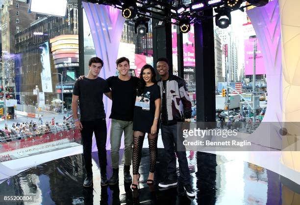 Hosts Ethan Dolan; Grayson Dolan, Tamara Dhia, and DC Young Fly attend the MTV TRL Press Junket to promote the relaunch of TRL at MTV Studios on...